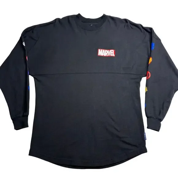 Marvel Logo Spirit Jersey Avengers Disney Parks Black/Red Adult Small - Picture 3 of 7
